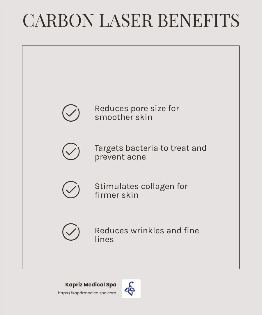 Carbon laser rejuvenation benefits infographic - carbon laser rejuvenation infographic checklist-light-beige