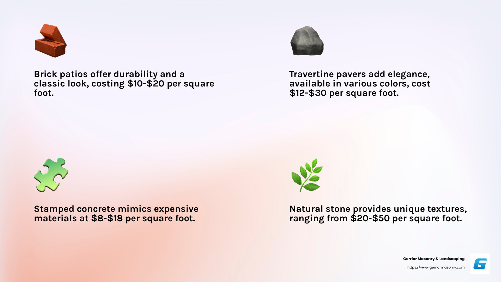 Stamped Concrete Patterns Offer Design Flexibility - patio designers infographic 4_facts_emoji_light-gradient