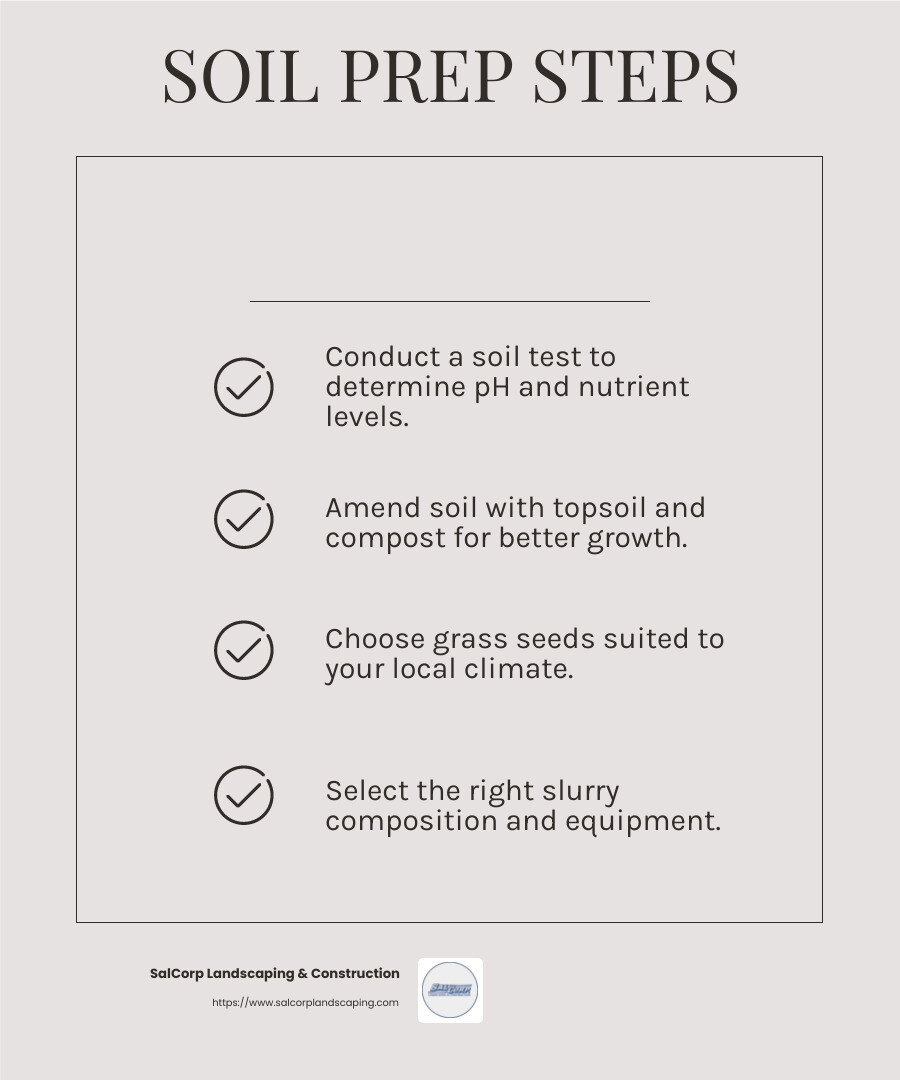 Soil testing ensures optimal grass growth conditions - do it yourself hydroseeding infographic checklist-light-beige