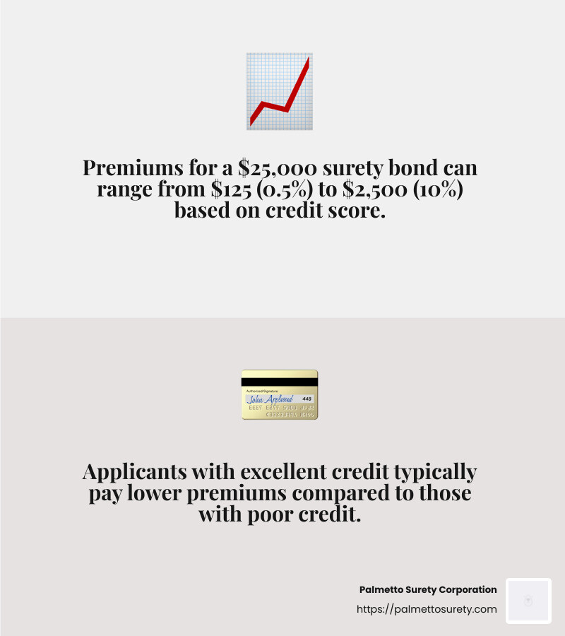 Cost range for a $25,000 surety bond based on credit score - surety bond cost calculator infographic 2_facts_emoji_grey Cost range for a $25,000 surety bond based on credit score - surety bond cost calculator infographic 2_facts_emoji_grey