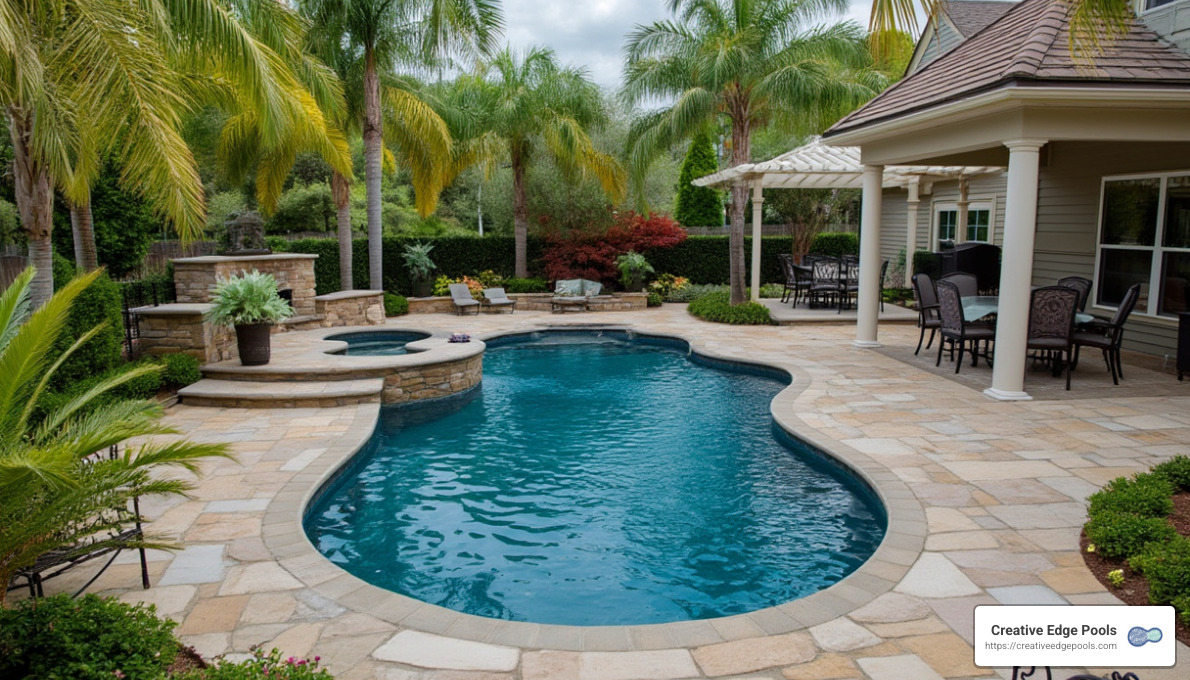 Creative Edge Pools transforms backyards into stunning retreats - pool landscaping ideas with palm trees