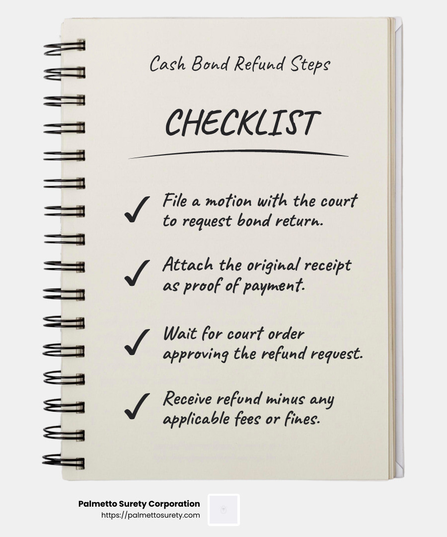 Cash bond refund process infographic - court cash bond infographic checklist-notebook Cash bond refund process infographic - court cash bond infographic checklist-notebook