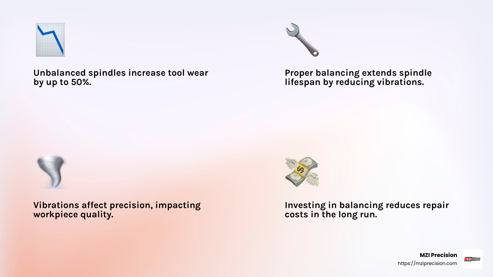 The importance of balancing in high-speed spindles - high-speed spindle balancing infographic 4_facts_emoji_light-gradient