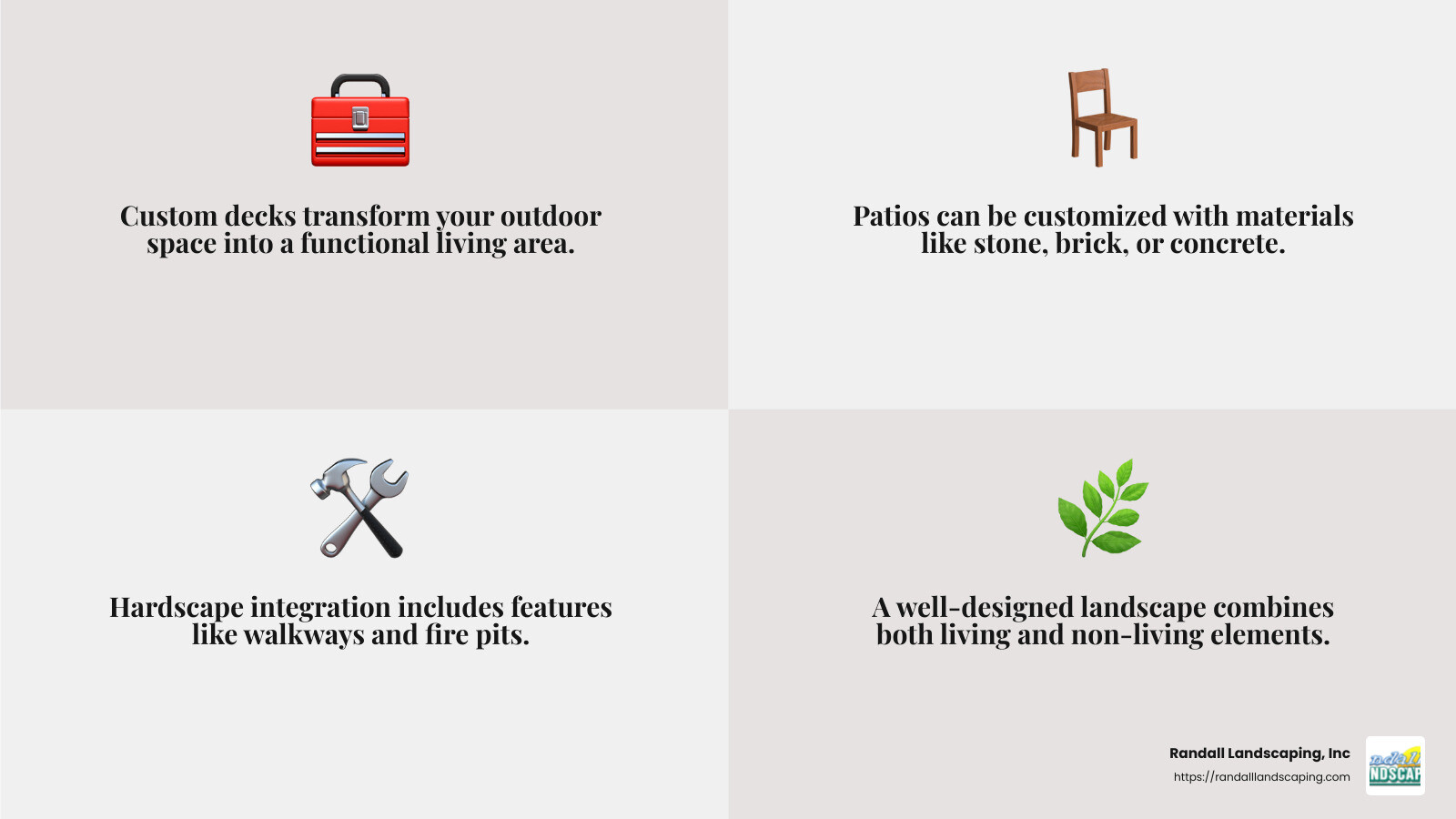 Custom Deck Design - deck and hardscape contractors near me infographic 4_facts_emoji_grey
