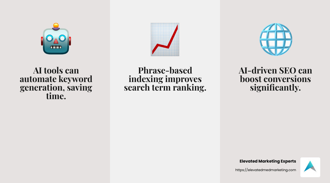 AI-driven SEO boosts conversions by 48% - Med spa SEO solutions infographic 3_facts_emoji_grey