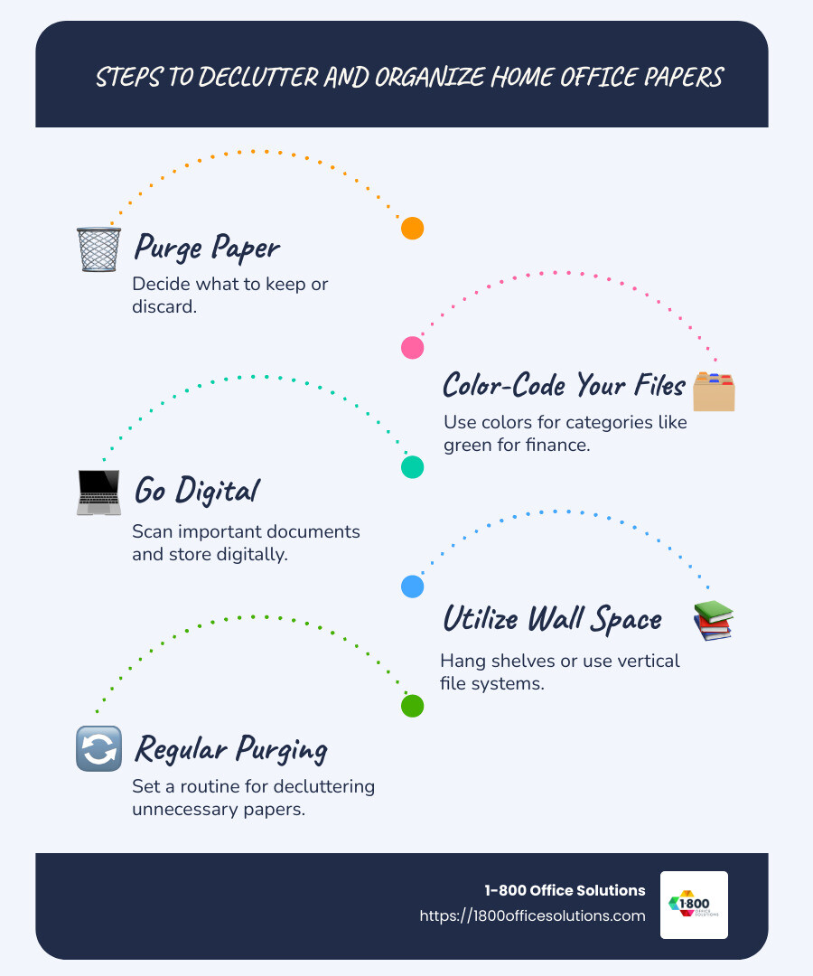 steps to declutter and organize home office papers - best way to organize papers in home office infographic infographic-line-5-steps-blues-accent_colors steps to declutter and organize home office papers - best way to organize papers in home office infographic infographic-line-5-steps-blues-accent_colors