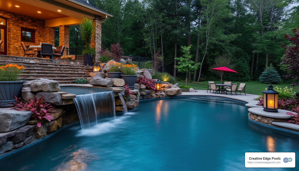Gunite pool with waterfall feature - NH Gunit Pool Installer