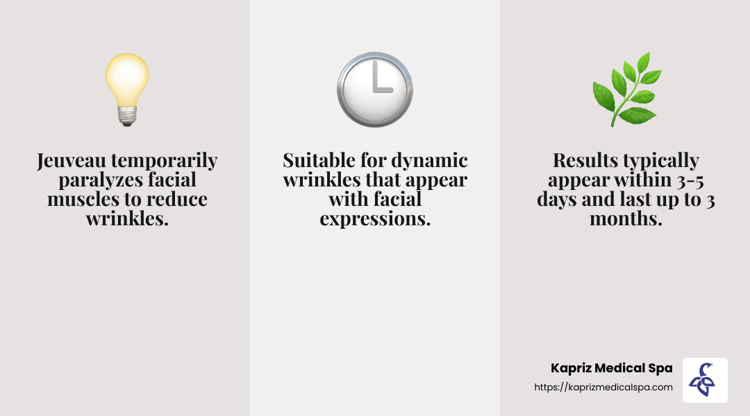 Jeuveau results timeline - how many units of jeuveau do i need for forehead infographic 3_facts_emoji_grey