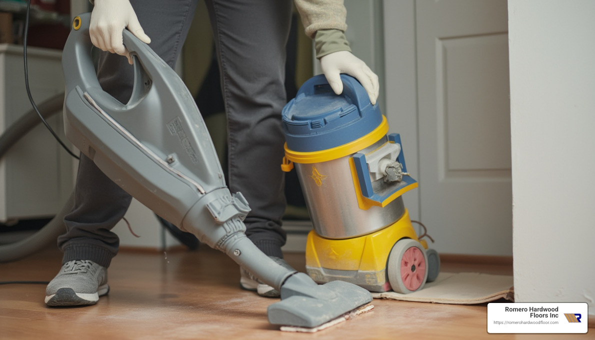 Cleaning and sanding process - Hardwood Floor Varnishing