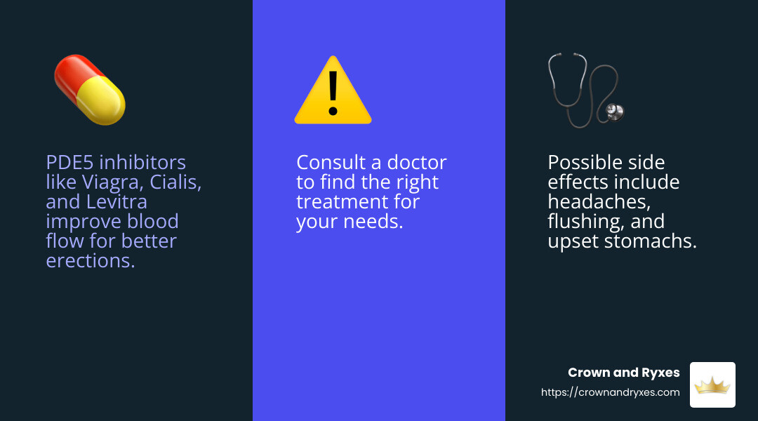 PDE5 inhibitors are effective for many men, but not all - erectile dysfunction help infographic 3_facts_emoji_blue