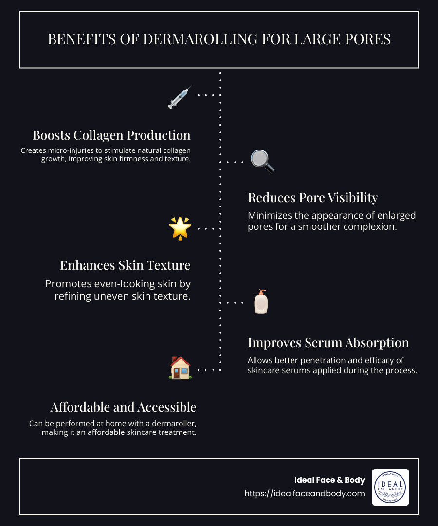 Benefits of dermarolling for large pores - dermarolling for large pores infographic infographic-line-5-steps-dark