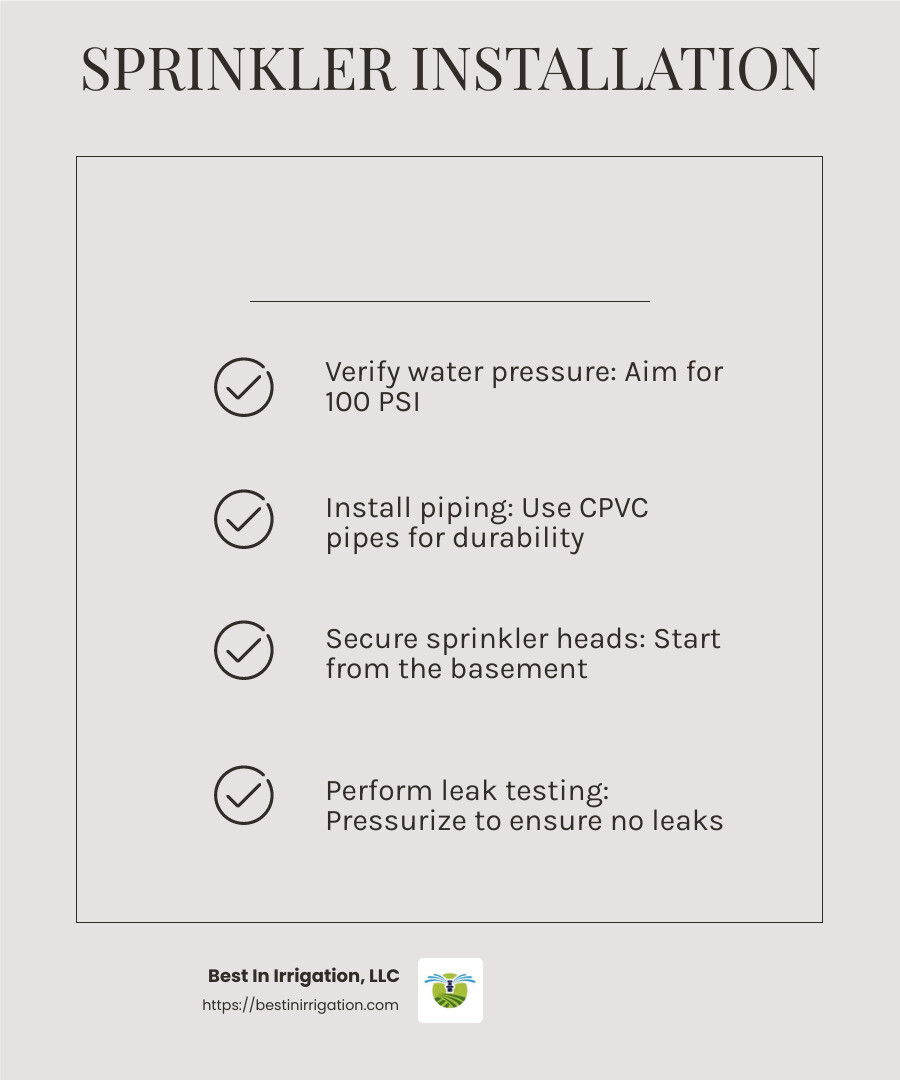 Importance of Water Pressure in Fire Sprinkler Systems - building sprinkler system installation infographic checklist-light-beige