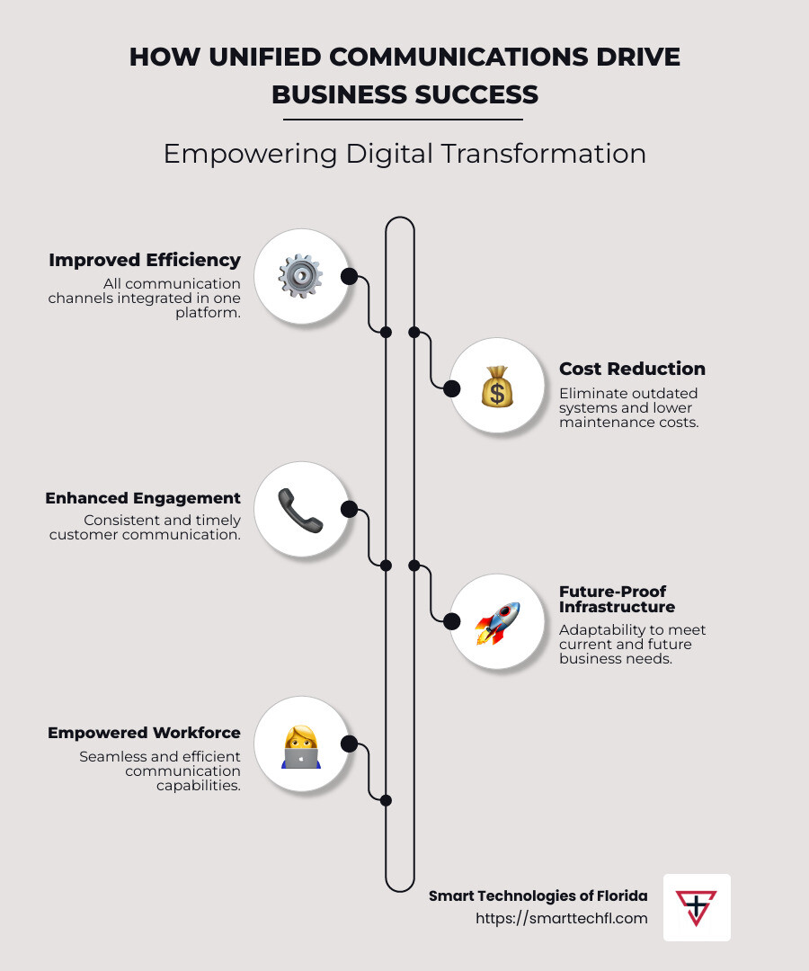 Infographic on Benefits of Unified Communications - unified communications solutions infographic infographic-line-5-steps-neat_beige