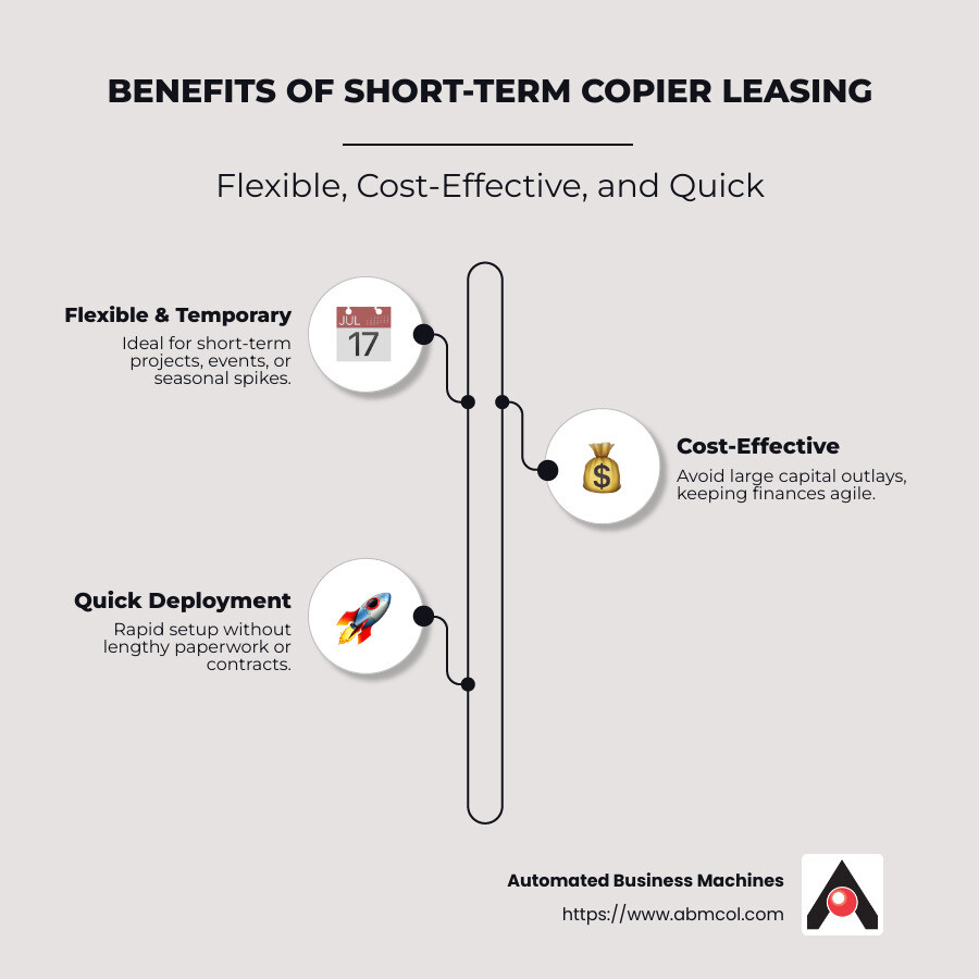 Benefits of Short Term Copier Leasing - short term copier lease infographic infographic-line-3-steps-neat_beige