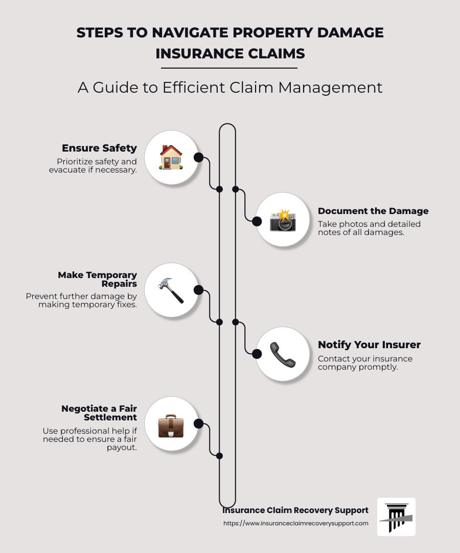Insurance Claims Process Infographic - property damage insurance claims in the insurance industry infographic infographic-line-5-steps-neat_beige