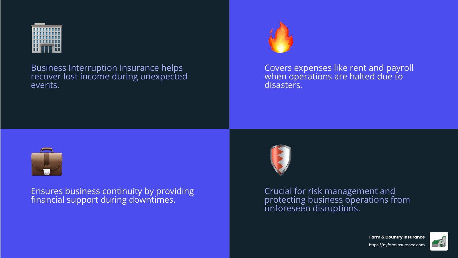 cc6fe9a747ab59c3f21e5759c0f161f9d9fe4dbf Shield Your Business: Farm Bureau Liability Insurance Explained Explore Farm Bureau business liability insurance to protect your business with tailored coverage options and expert consultations. Business Interruption Insurance is essential for recovering lost income during unexpected disruptions. - farm bureau business liability insurance infographic 4_facts_emoji_blue