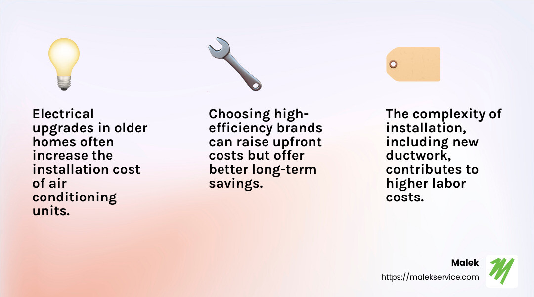 Installation complexity and cost factors - air conditioning installation contractor cypress tx infographic 3_facts_emoji_light-gradient
