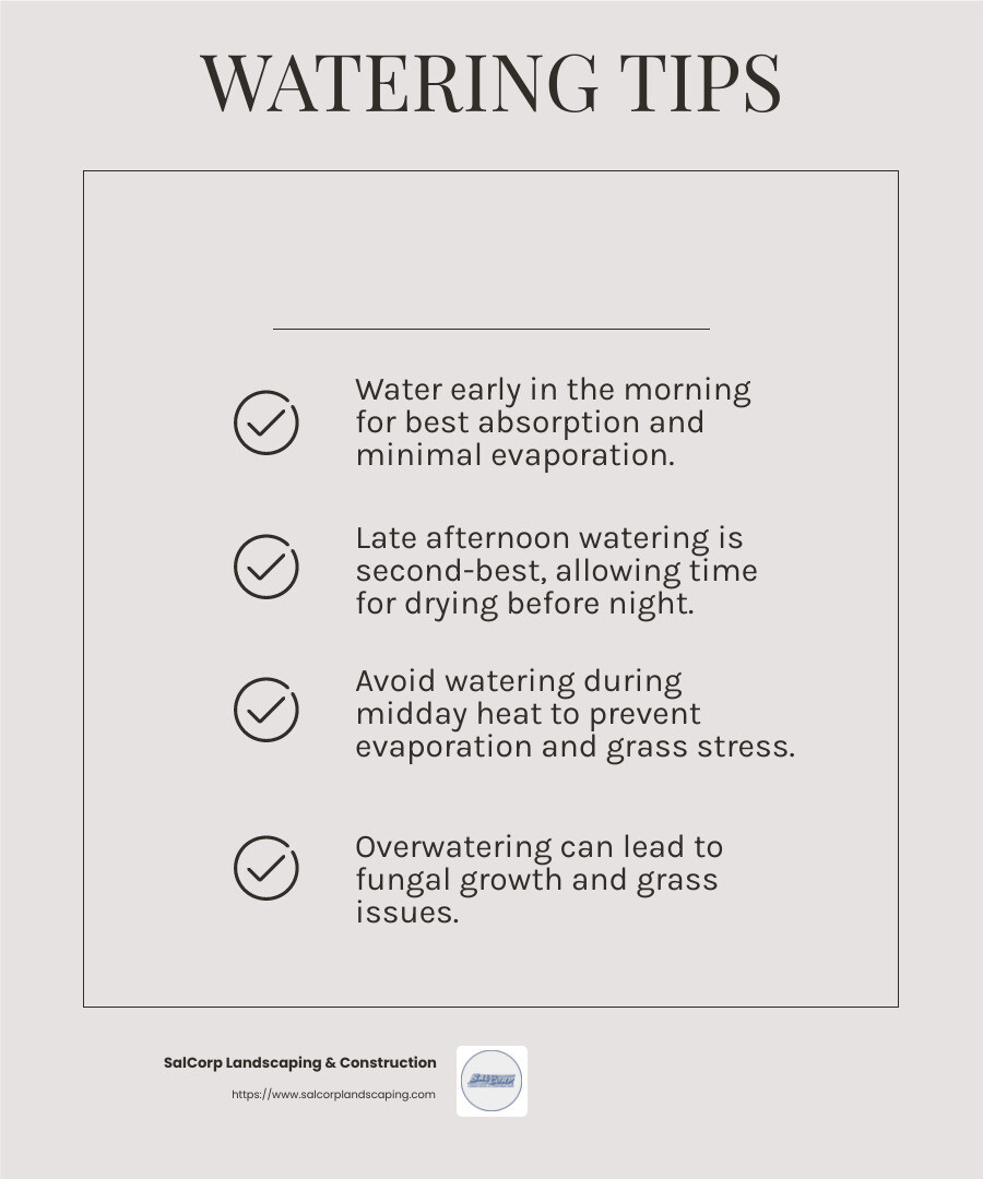 Watering Schedule Infographic - mowing hydroseeded lawn infographic checklist-light-beige