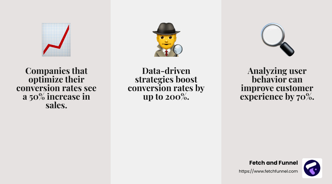 Fetch and Funnel's expertise in CRO ensures better customer experiences. - conversion rate optimization course infographic 3_facts_emoji_grey