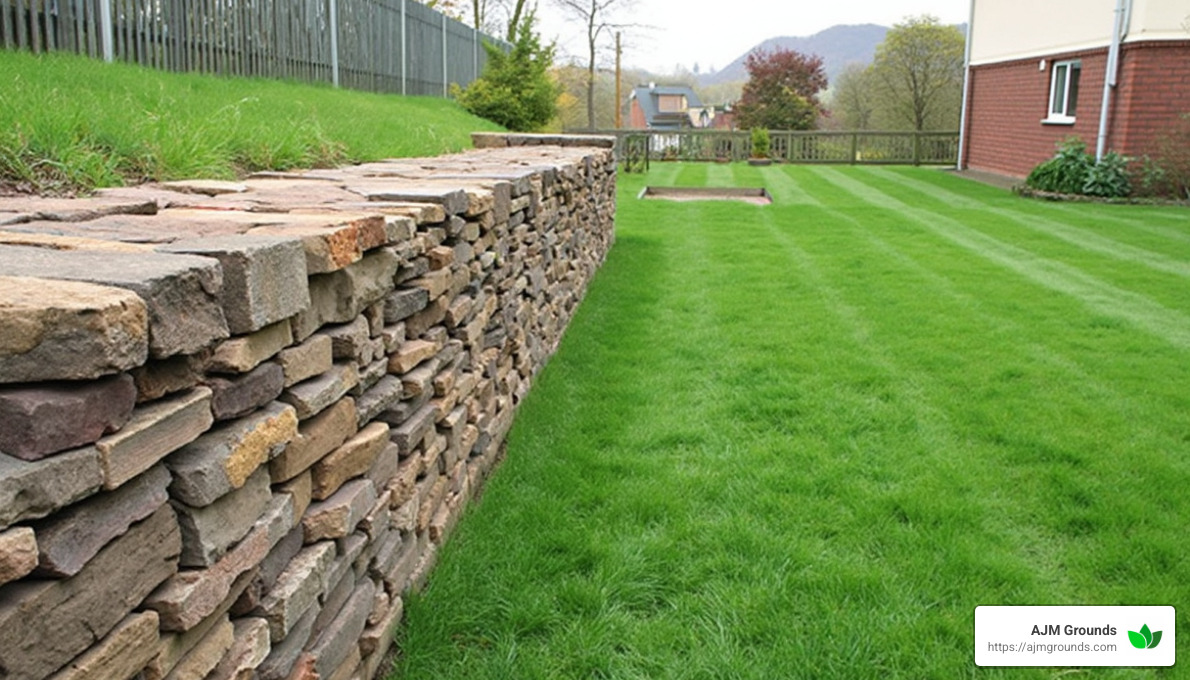 Diagram of dry-stack method - Natural stone retaining walls