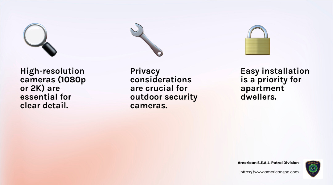 High-resolution video is essential for identifying details clearly. - best outdoor security camera for apartment infographic 3_facts_emoji_light-gradient