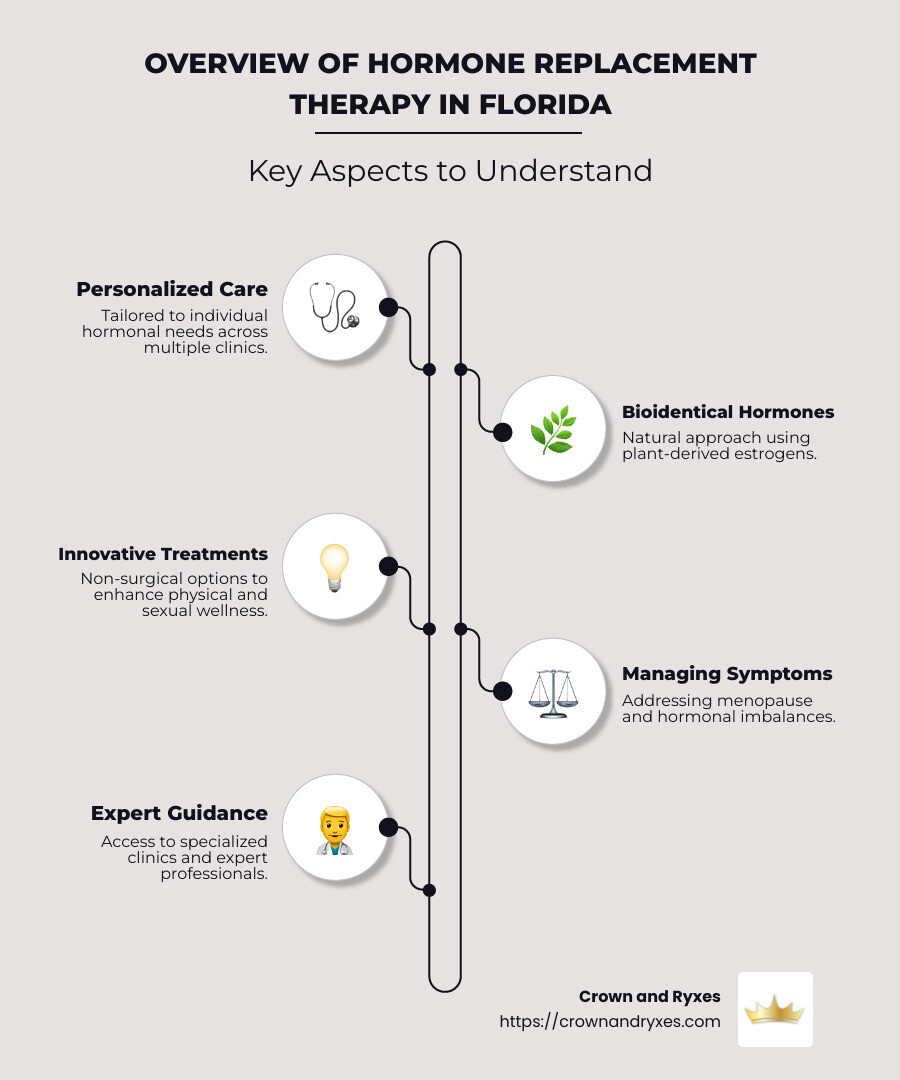 Hormone therapy options and their benefits in Florida - Hormone replacement therapy Florida infographic infographic-line-5-steps-neat_beige
