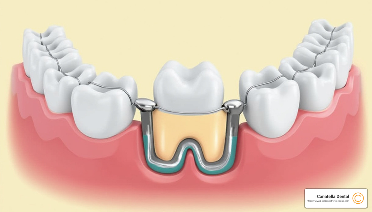 Dental bridge illustration - dental crowns for missing teeth