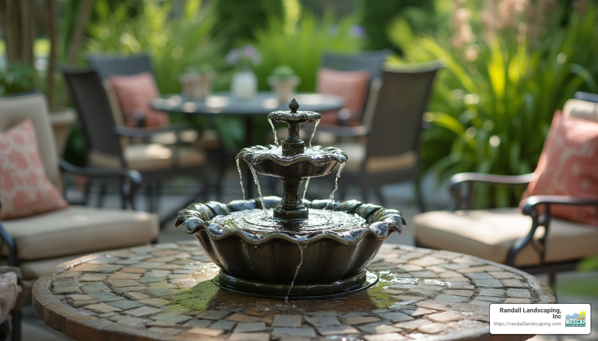 Small tabletop fountain - outdoor patio ideas