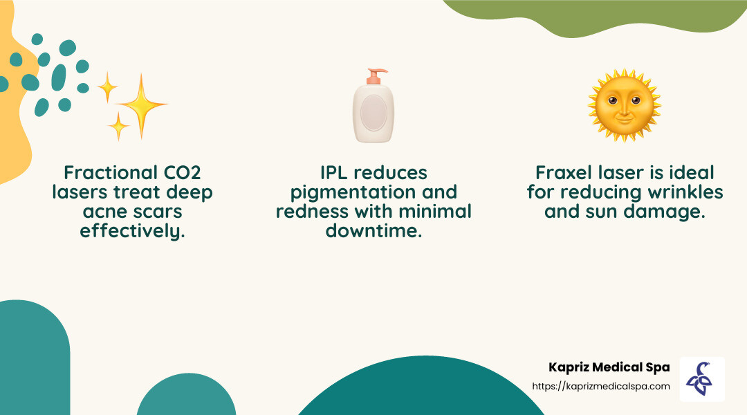 Fractional CO2 lasers are best for deep acne scars and collagen growth - best laser skin resurfacing infographic 3_facts_emoji_nature