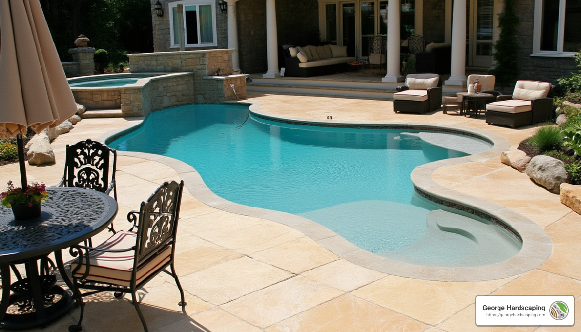 Natural Stone Pool Deck - best pavers for pool area