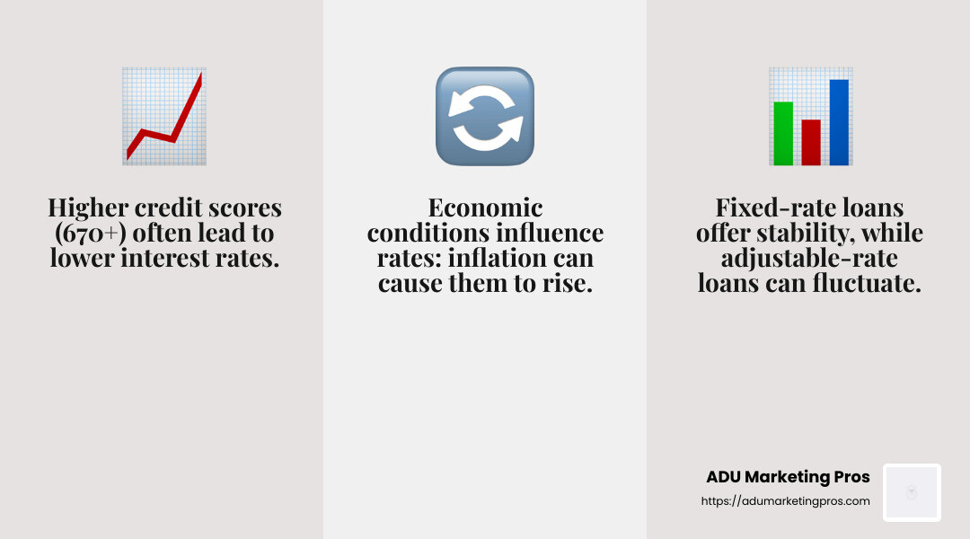 Economic factors play a significant role in determining interest rates. - adu financing options infographic 3_facts_emoji_grey