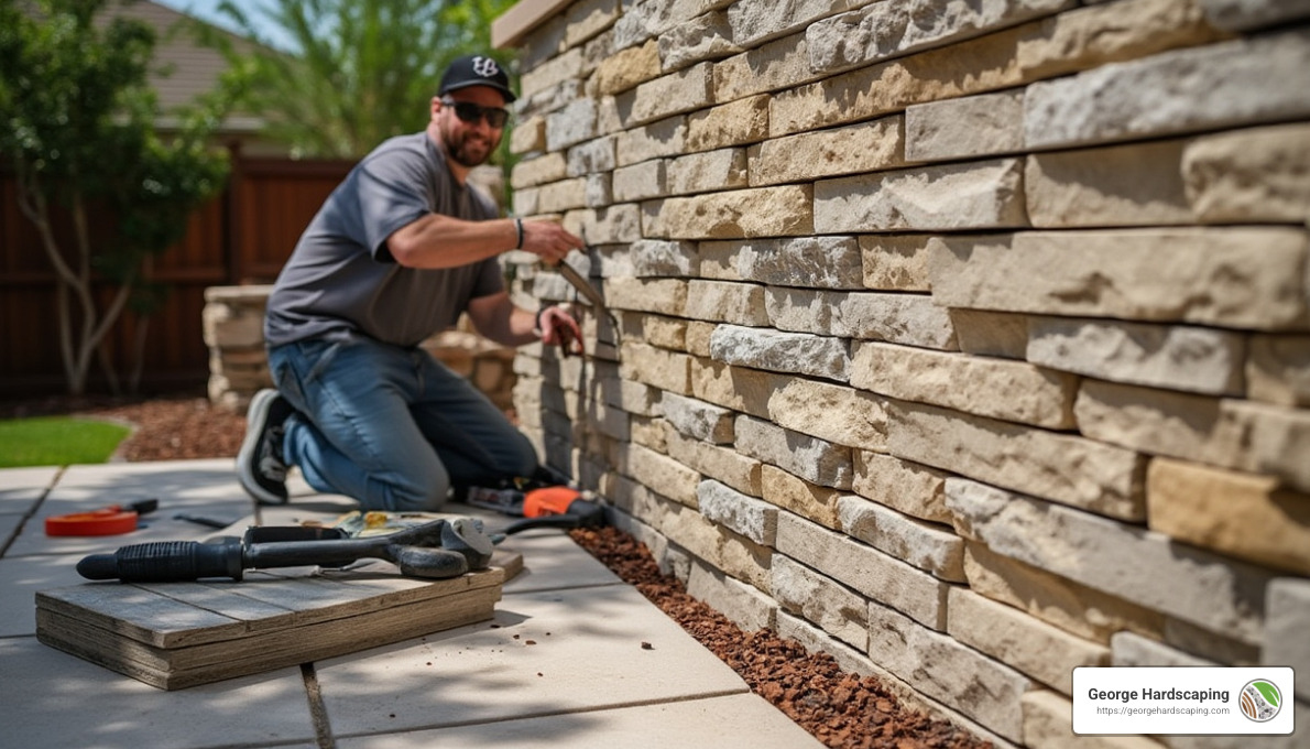 Lightweight stone veneer installation - installing stone veneer on outdoor kitchen