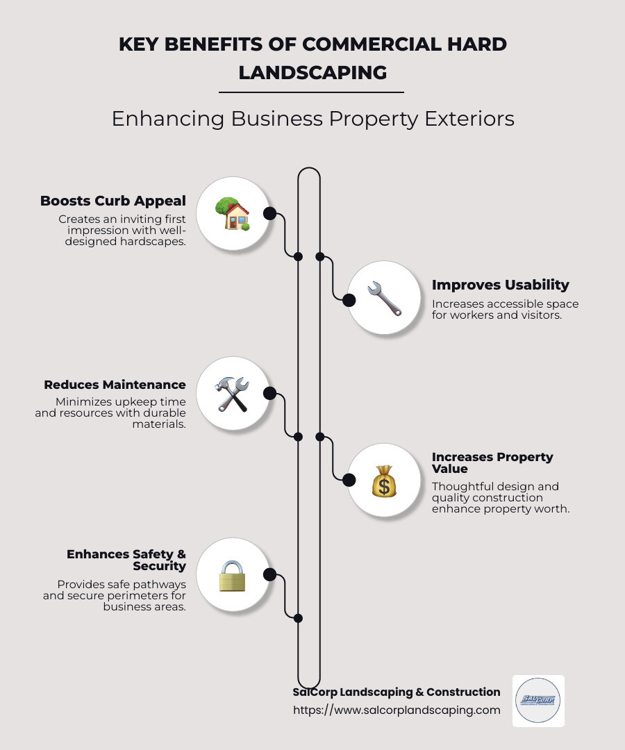 Key benefits of commercial hard landscaping - commercial hard landscaping infographic infographic-line-5-steps-neat_beige
