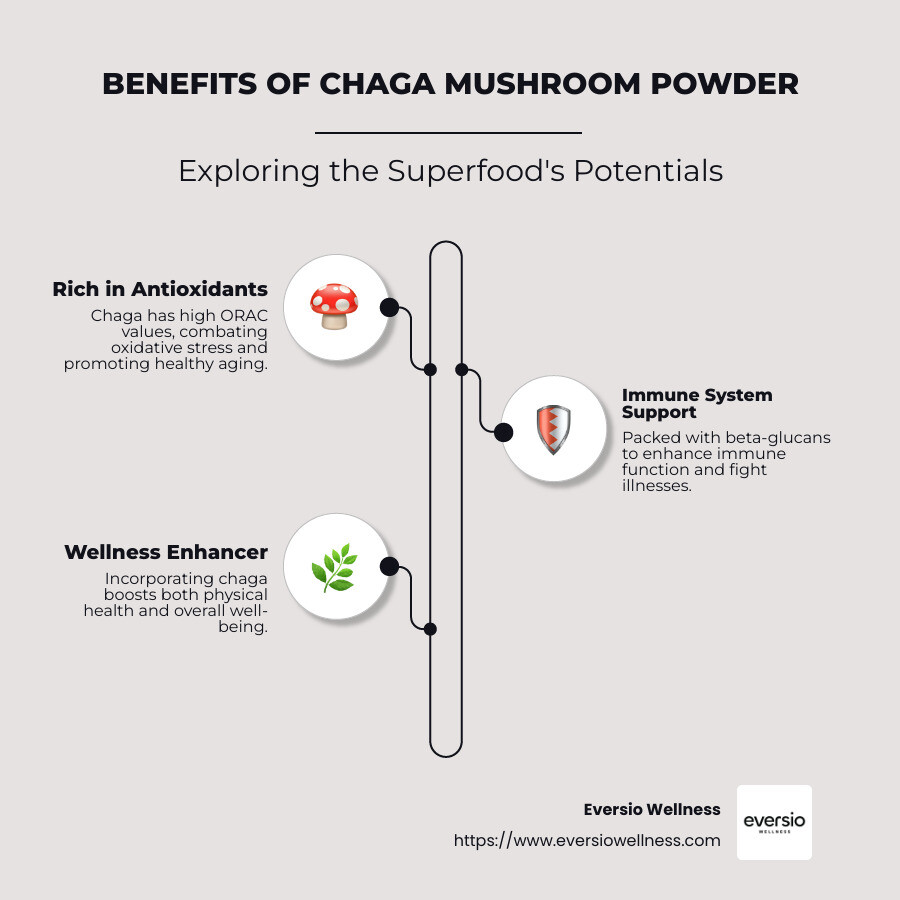Chaga Mushroom Powder Benefits Infographic - chaga mushroom powder infographic infographic-line-3-steps-neat_beige