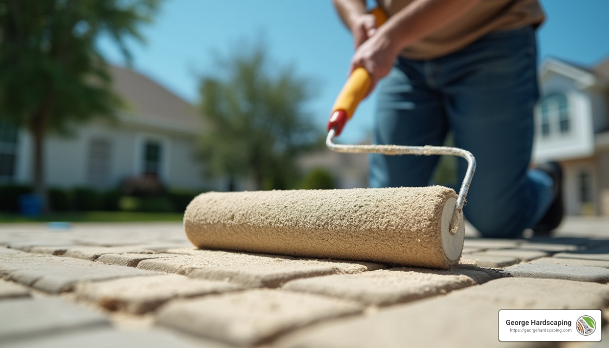 Use a roller or paint sprayer for even coverage - can you paint driveway pavers