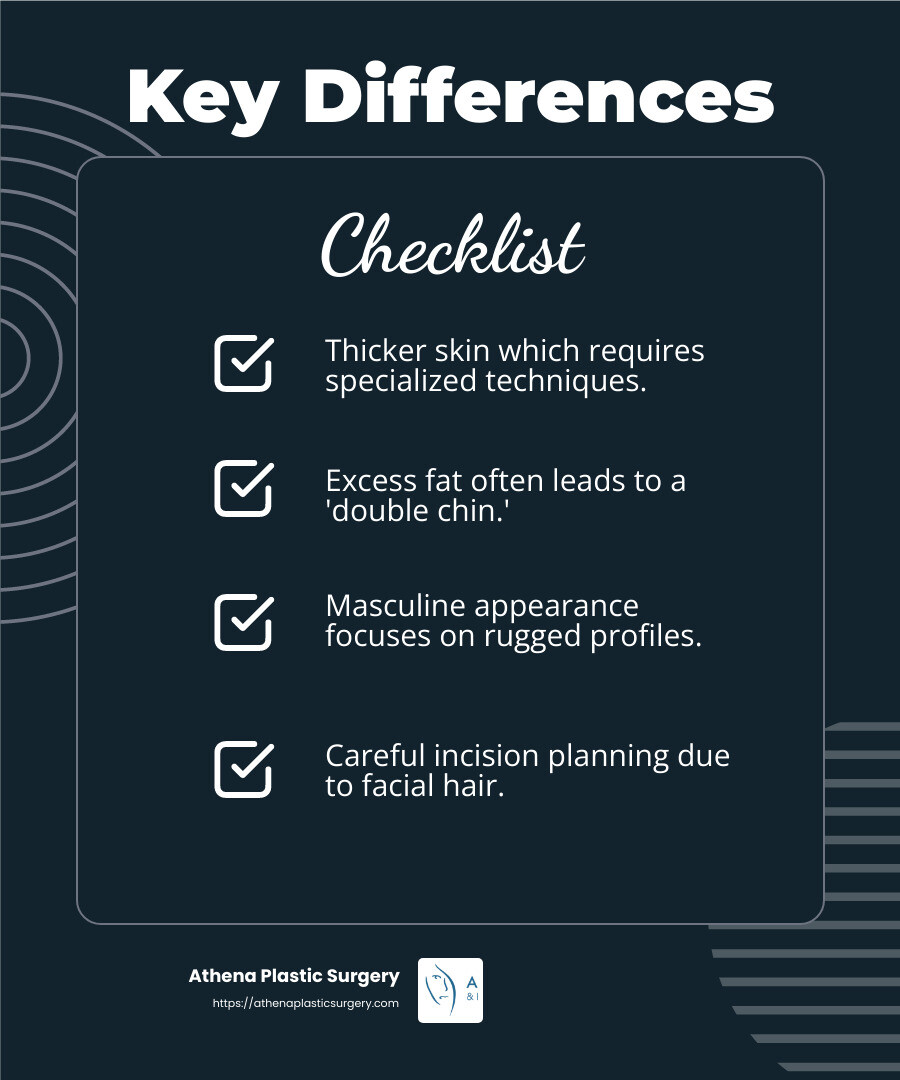 Defining Masculinity: A Guide to Neck Lifts for Men 4 Understanding Male Neck Lifts - Neck lift for men infographic checklist-dark-blue