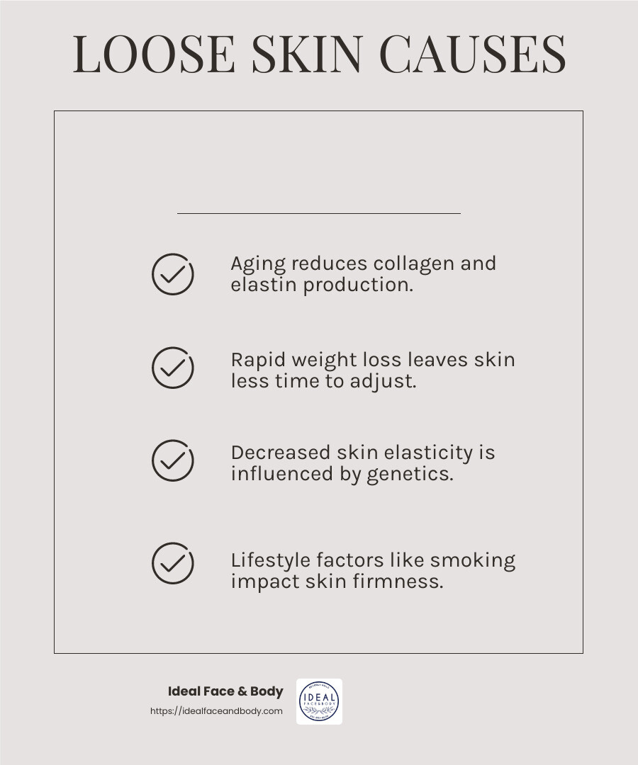 Skin elasticity decreases with age and weight loss. - get rid of loose skin on thighs infographic checklist-light-beige