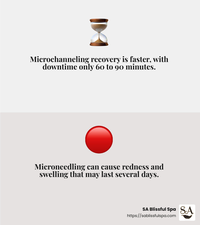 Downtime Comparison Chart - microchanneling vs microneedling before and after infographic 2_facts_emoji_grey
