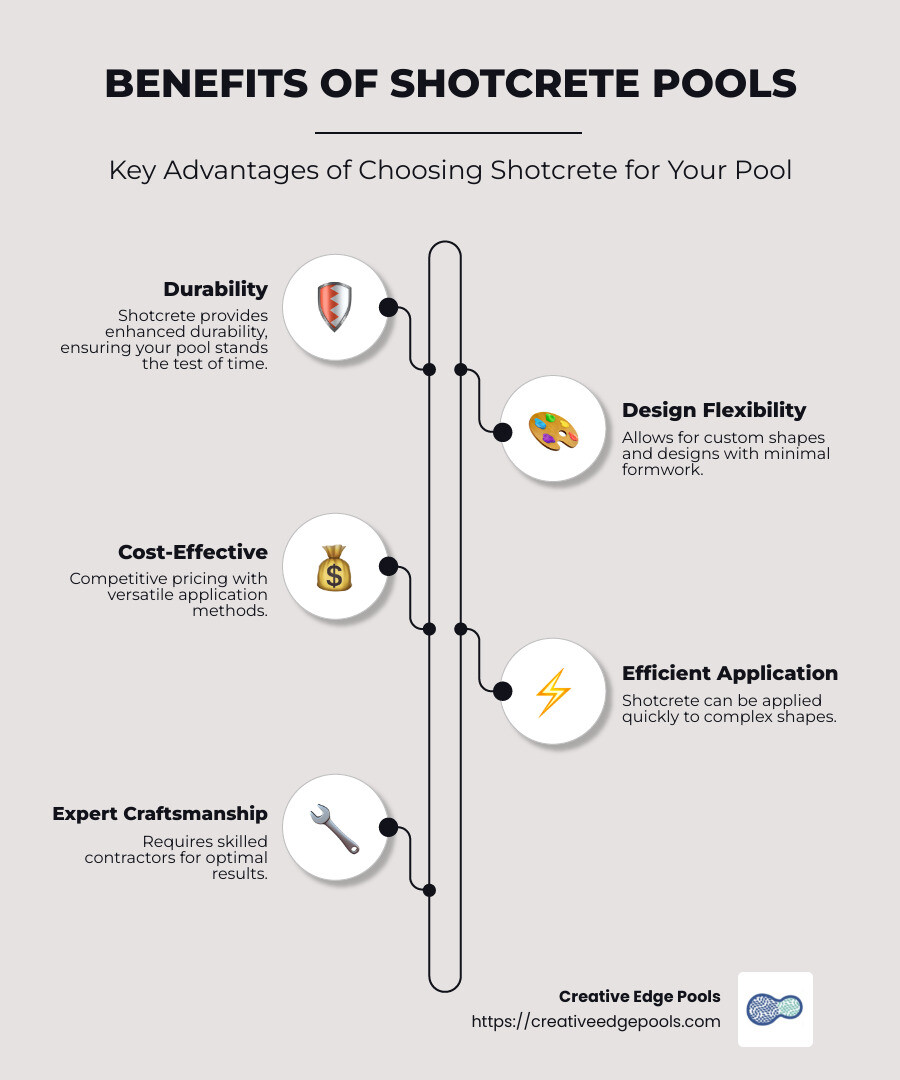 Overview of Shotcrete Pool Cost and Benefits - shotcrete pool cost infographic infographic-line-5-steps-neat_beige