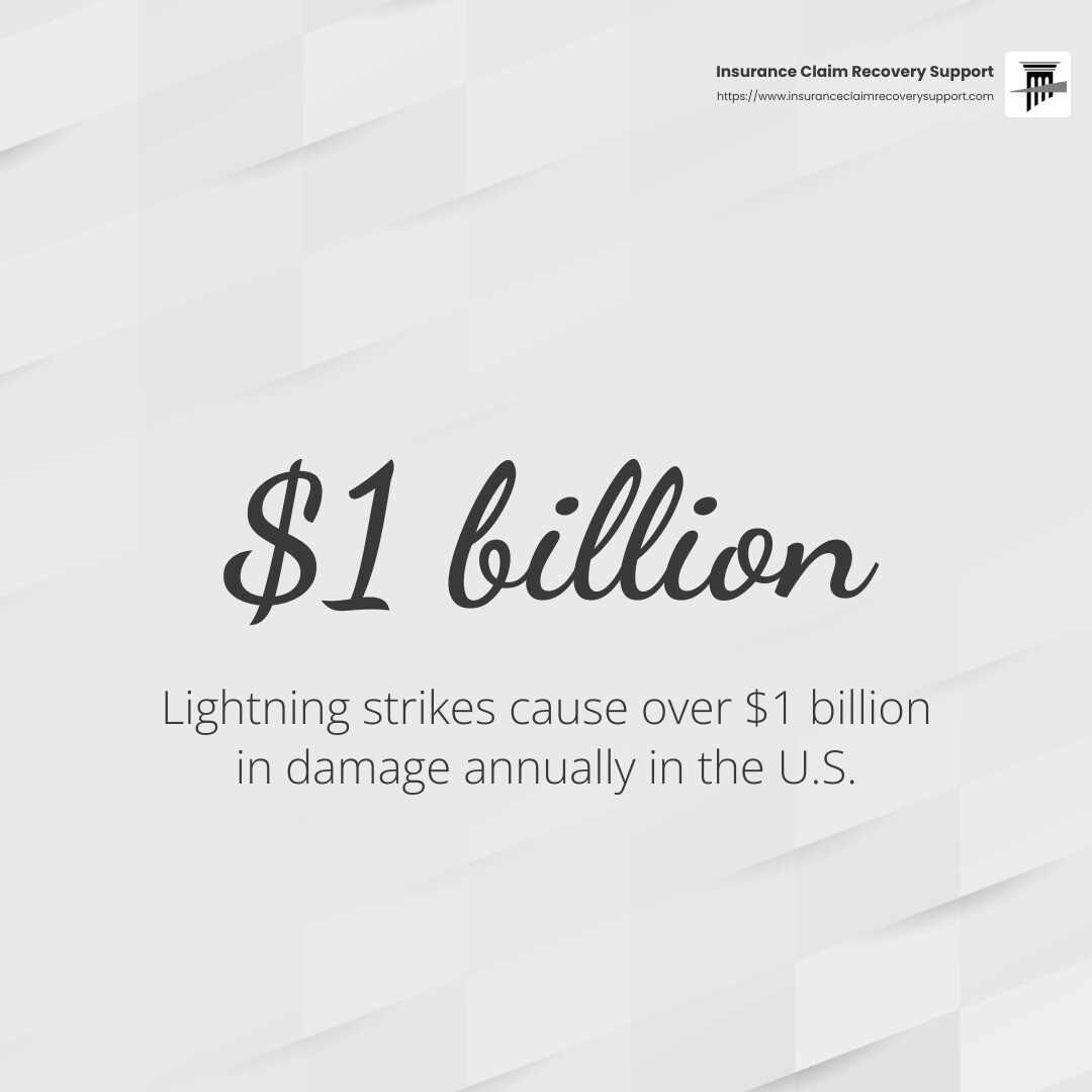 Lightning strikes cause over $1 billion in damage annually in the U.S. - damage caused by lightning infographic simple-stat-light