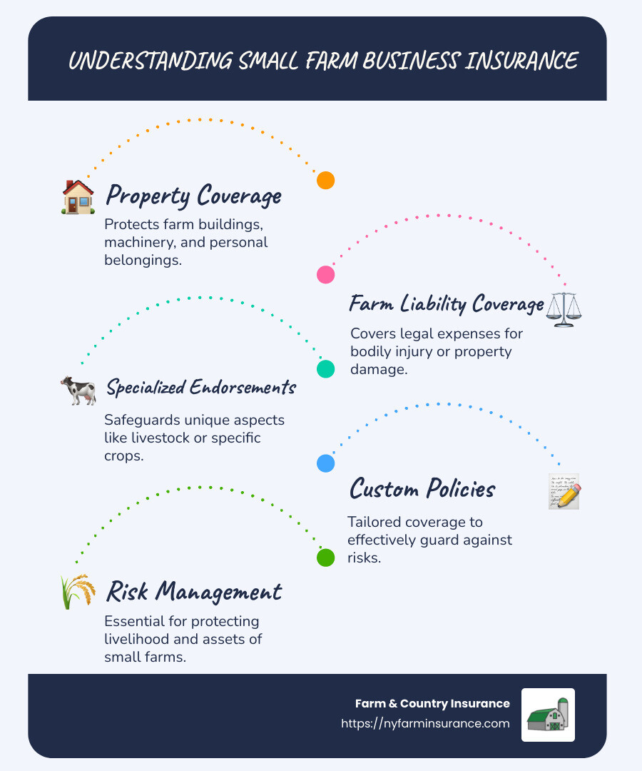 74fe8d1c45058d46befa4db2fd7a289e0211a5bb The Ultimate List of Small Farm Business Insurance Providers Discover the best small farm business insurance providers, coverage options, and cost factors to protect your farm effectively. Infographic explaining small farm business insurance options and coverage details - small farm business insurance infographic infographic-line-5-steps-blues-accent_colors