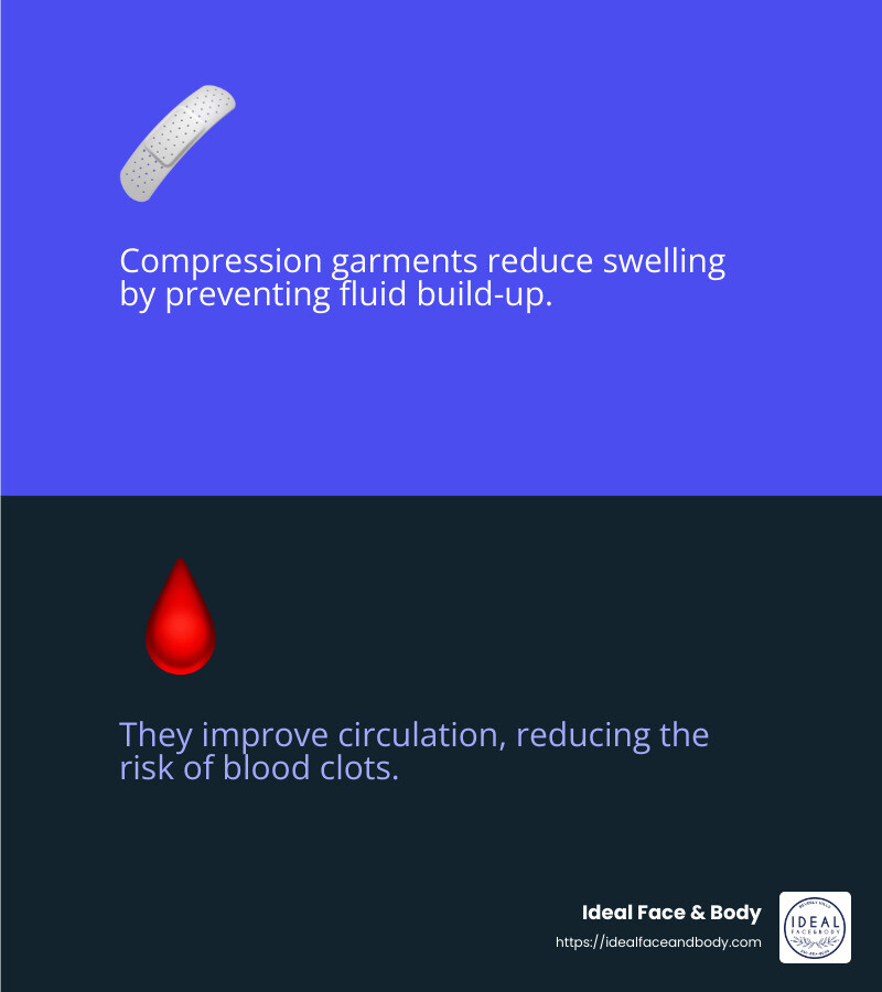 Improved circulation and reduced swelling - how do compression garments help after liposuction infographic 2_facts_emoji_blue