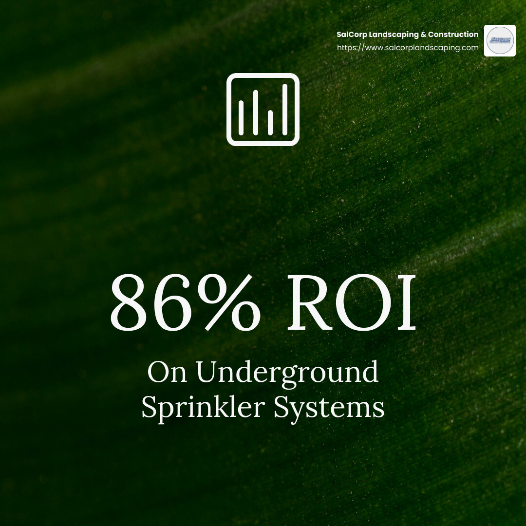 Stat about return on investment for sprinkler systems - underground sprinkler company near me infographic simple-stat-green