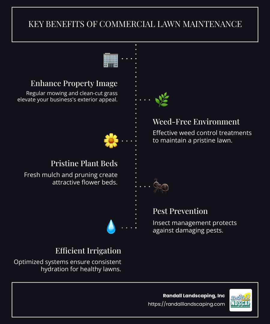 infographic on average costs and benefits of commercial lawn maintenance - commercial lawn maintenance infographic infographic-line-5-steps-dark