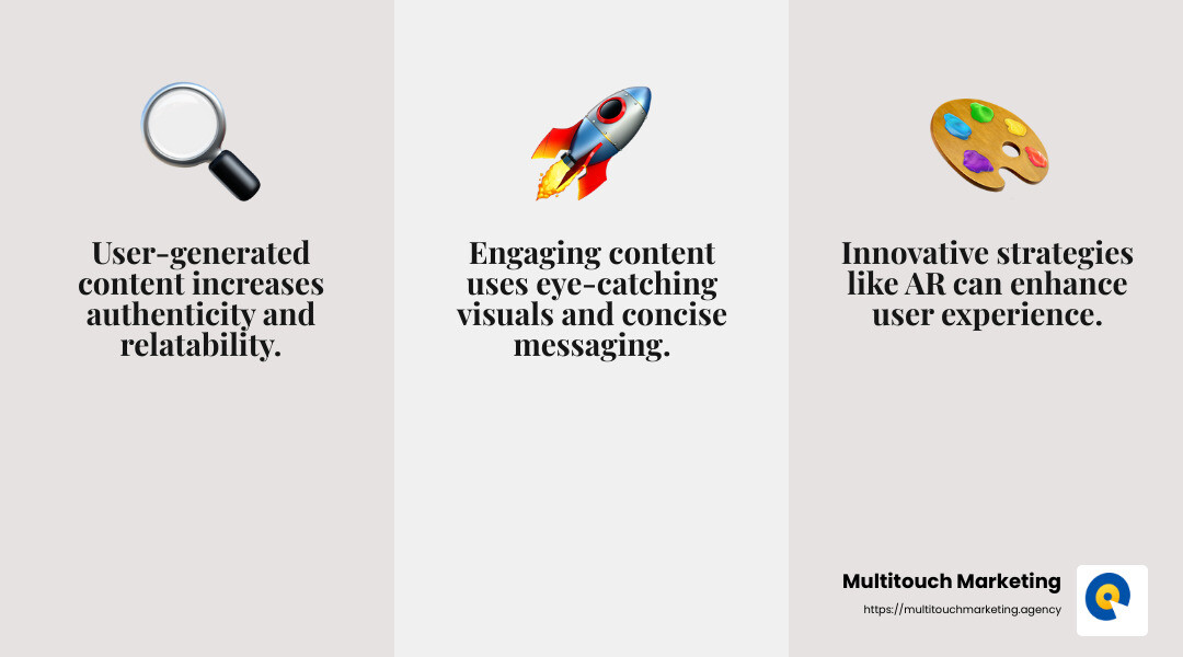 User-generated content increases engagement - Social media ad creative infographic 3_facts_emoji_grey