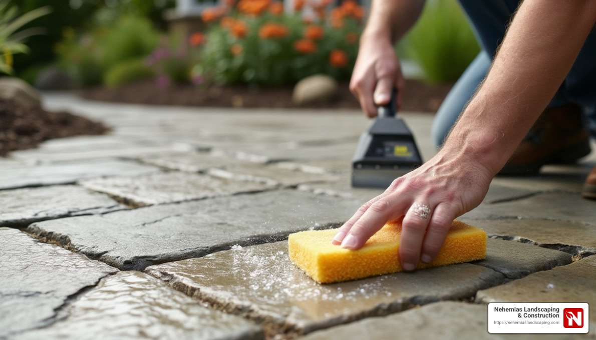 Excess Mortar Cleaning - how to install a flagstone patio with mortar