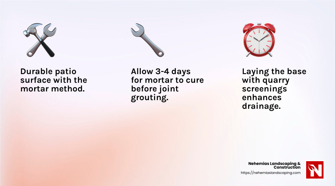 The mortar method provides a stable and long-lasting patio surface - how to install a flagstone patio with mortar infographic 3_facts_emoji_light-gradient