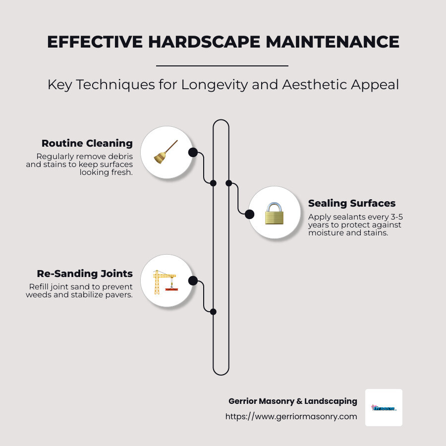 Essential Tips for Hardscape Maintenance and Repair 2 Hardscape Maintenance Infographic - hardscape maintenance service infographic infographic-line-3-steps-neat_beige