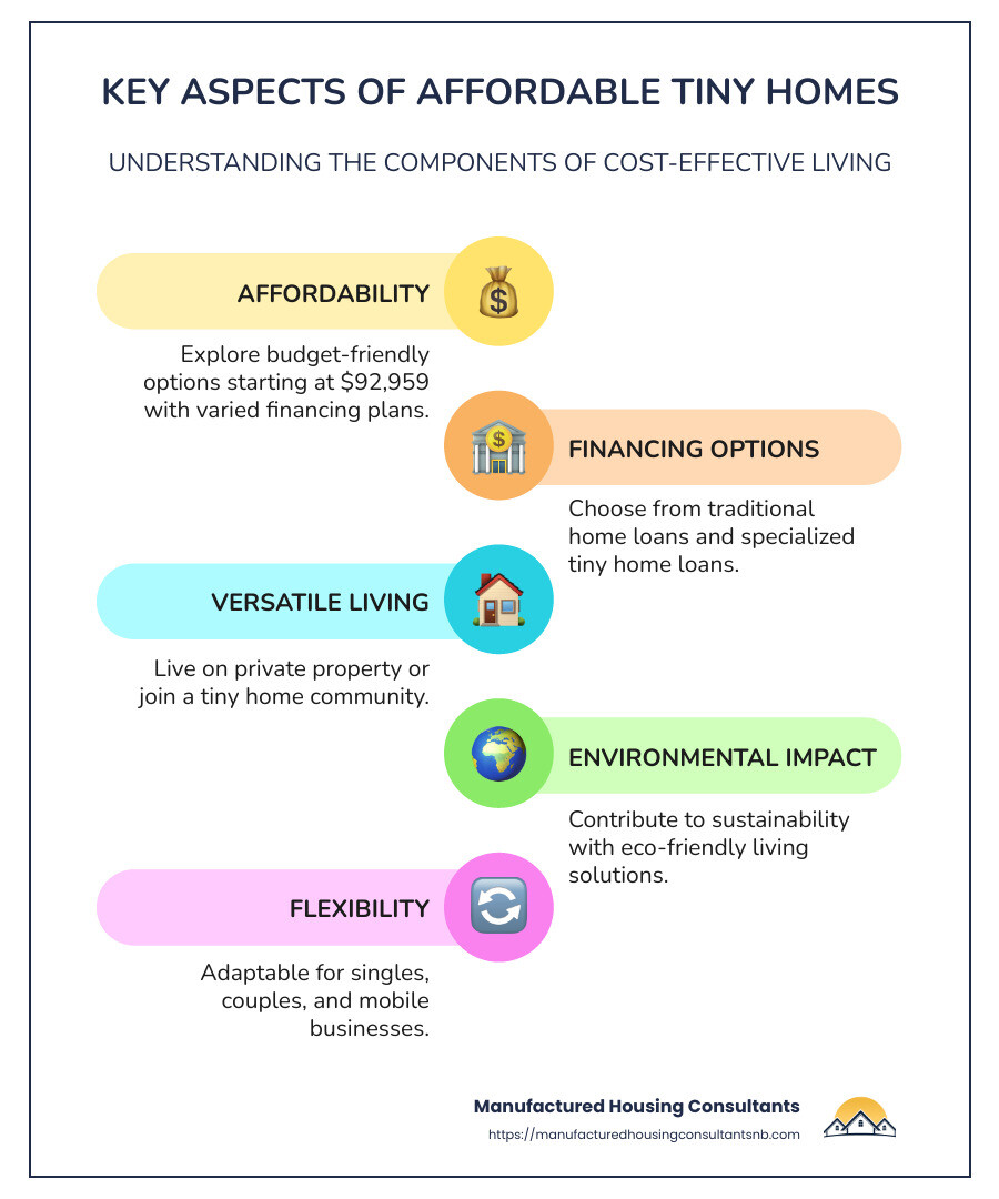 Infographic detailing affordable tiny home costs and financing options - Cheap tiny homes for sale infographic infographic-line-5-steps-colors