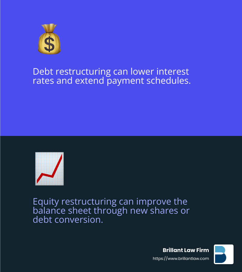 Financial restructuring can stabilize a company's financial health and create a solid foundation for future growth. - Business restructuring services infographic 2_facts_emoji_blue